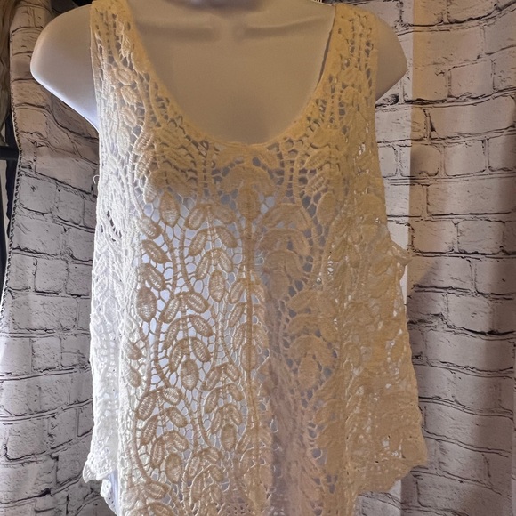 ADORA Tops - ADORA Ivory Lace Sleeveless Top
